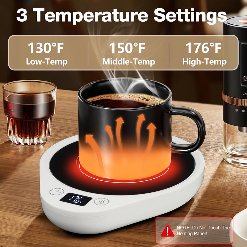 PUSEE Coffee Mug Warmer - Electric Large Candle Warmer Plate with 4H Auto Shut Off, 3-Temp Settings Cup Heater for Desk, Tea, Milk, Cocoa (W4-White) - Image 2